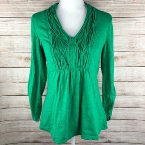 Anthropologie Deletta Green V-neck Top Small